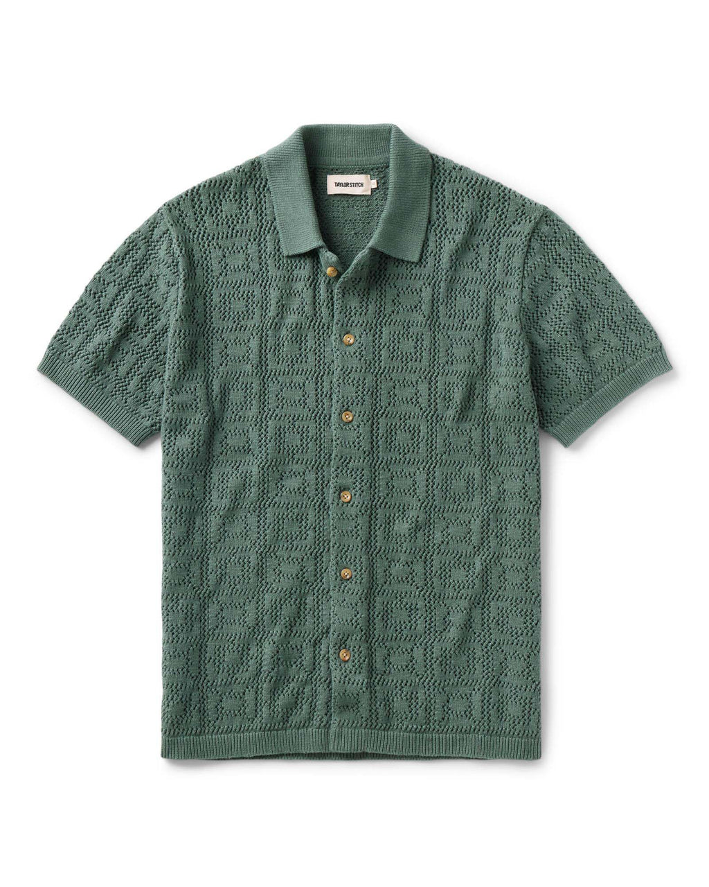 The Monterey Sweater Polo in Deep Sea Geo Crochet